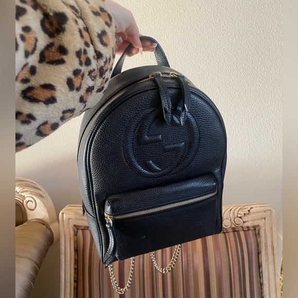 Gucci Soho Backpack Black Gold Chains - Picture 3 of 6